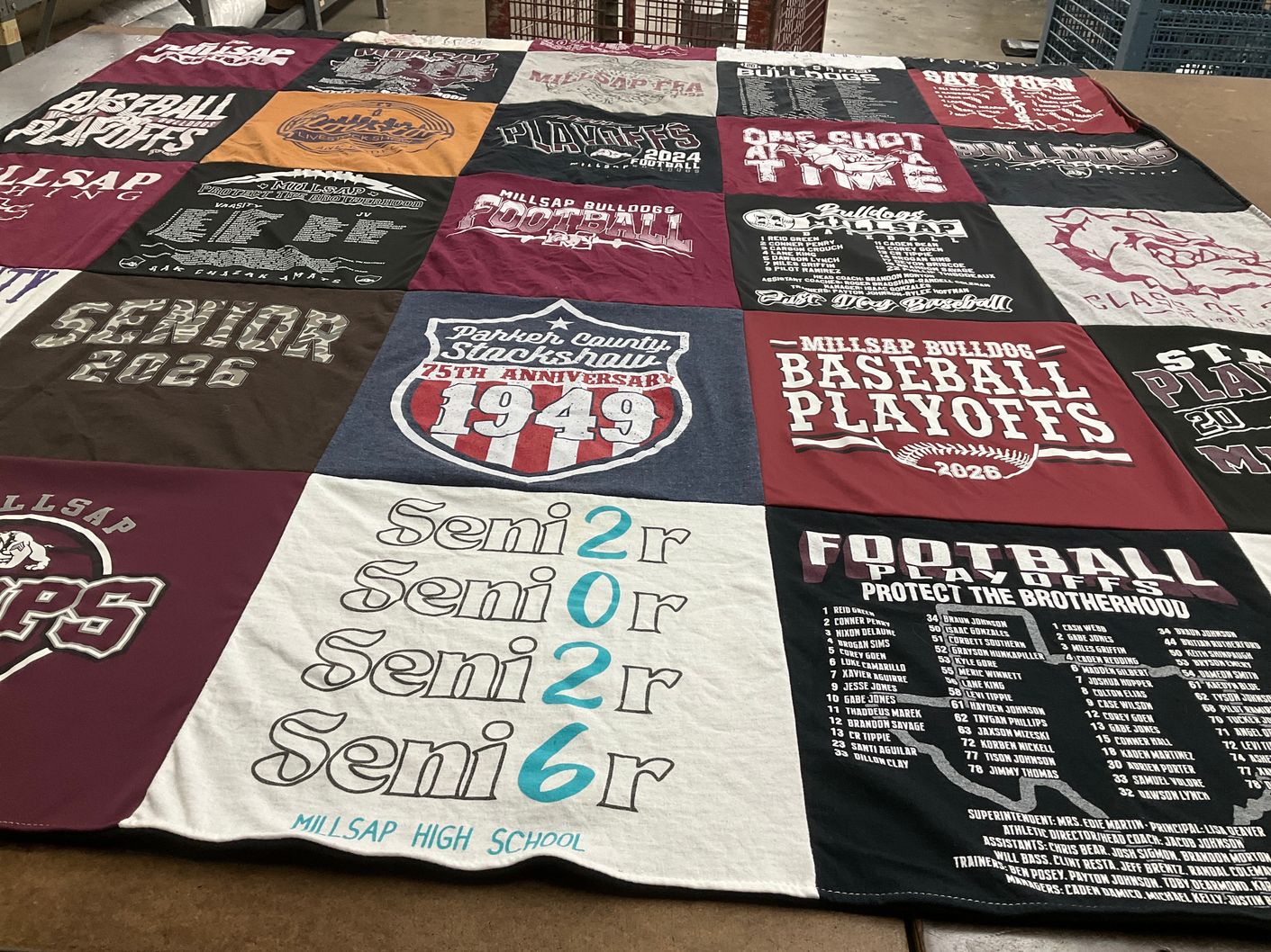 T-shirt quilt featuring millsap high school bulldogs by Tracy from TX