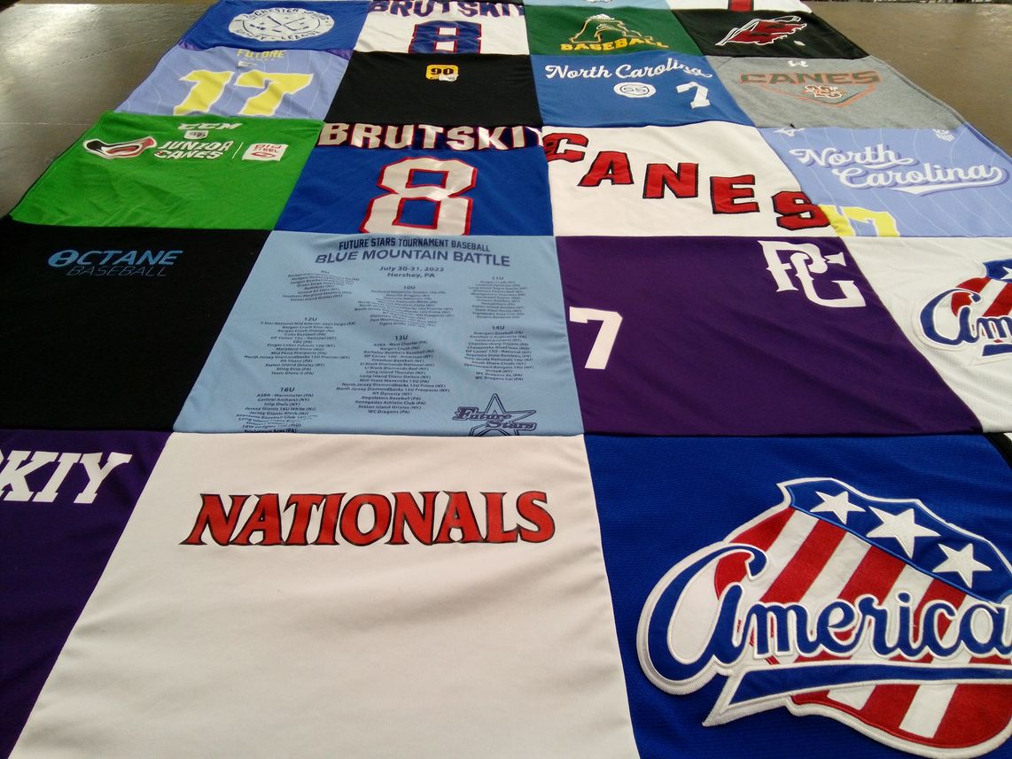 T-shirt quilt featuring north carolina canes baseball, american national team by Olga from NC