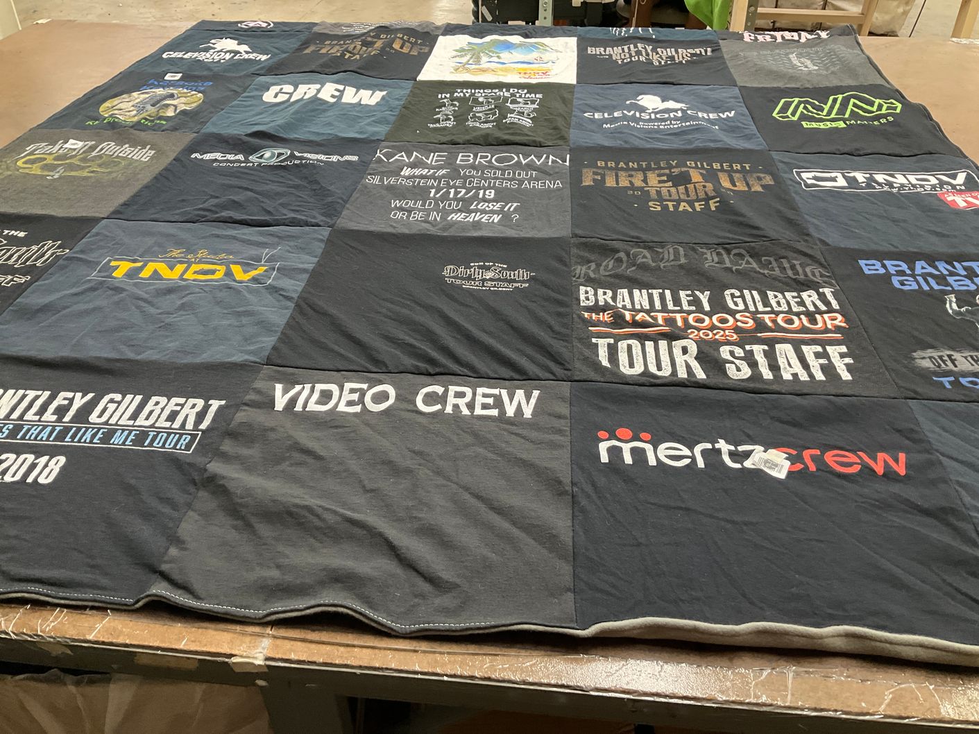 T-shirt quilt with music, concerts themes by Larry from TN