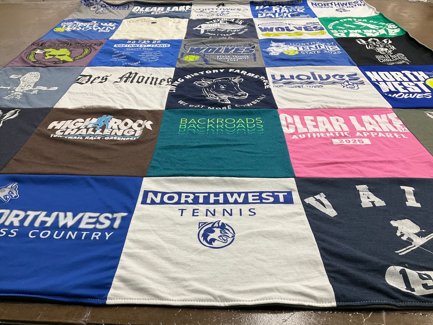 T-shirt quilt featuring northwest wolves by Megan from IA