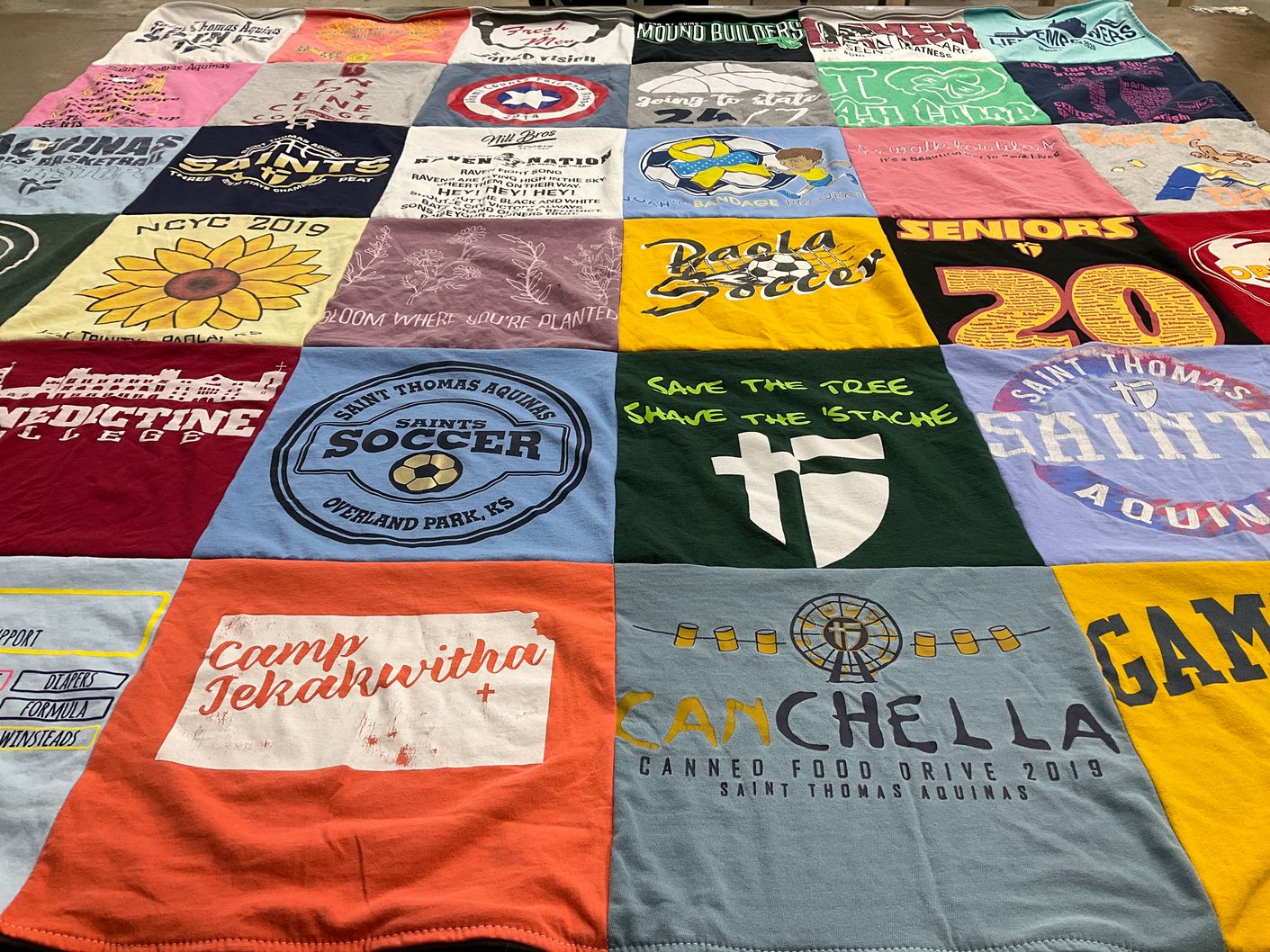 T-shirt quilt featuring saint thomas aquinas saints by Margaret from KS