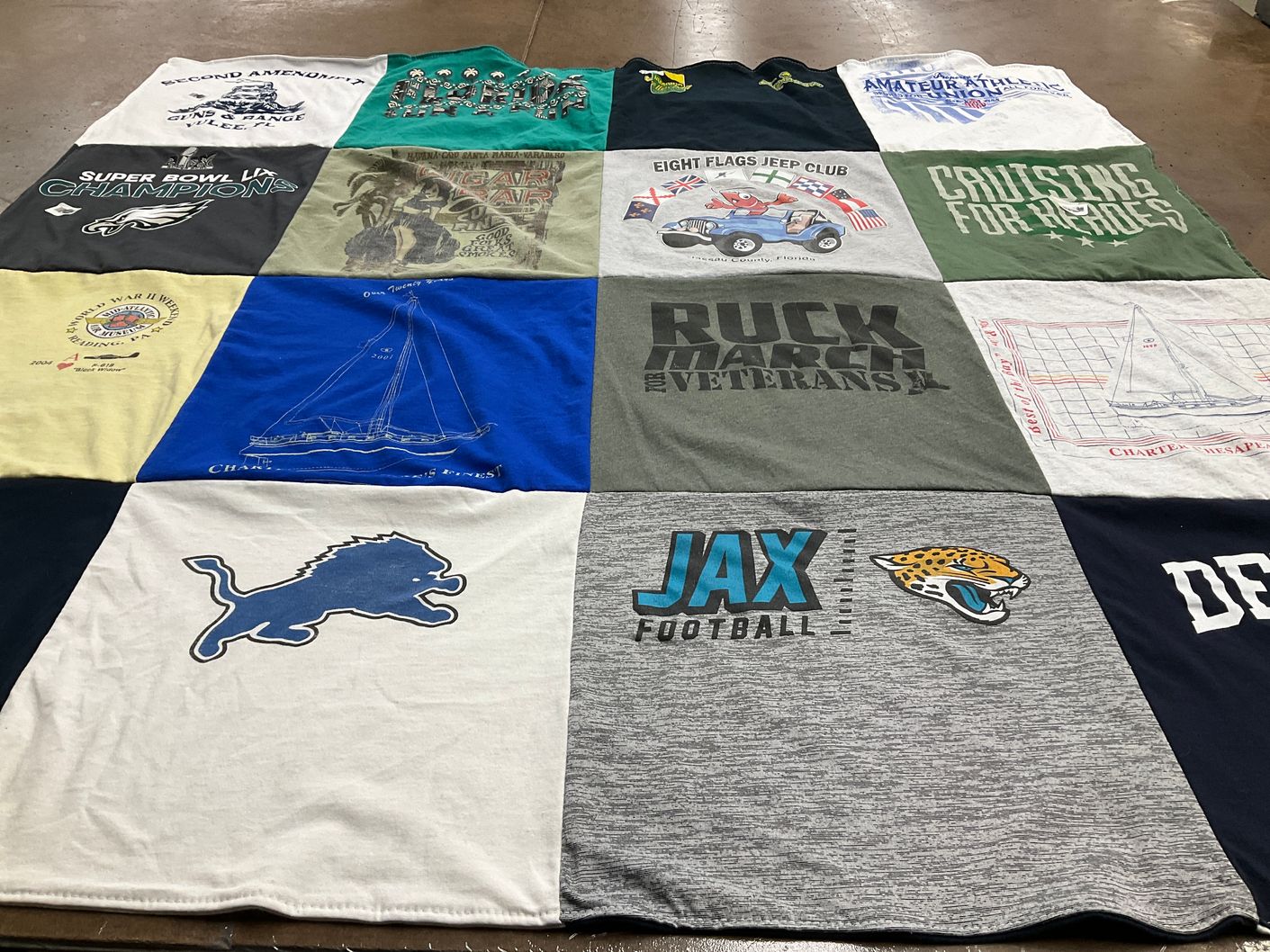 T-shirt quilt featuring detroit lions, jacksonville jaguars by Ellen from FL