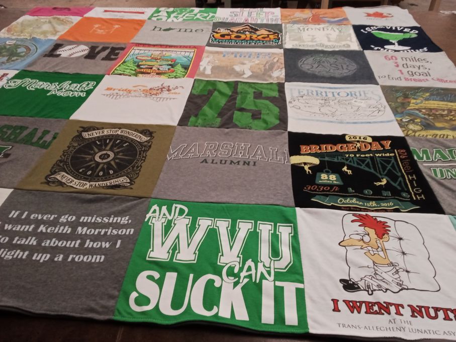 T-shirt quilt featuring west virginia university by Jennifer from WV