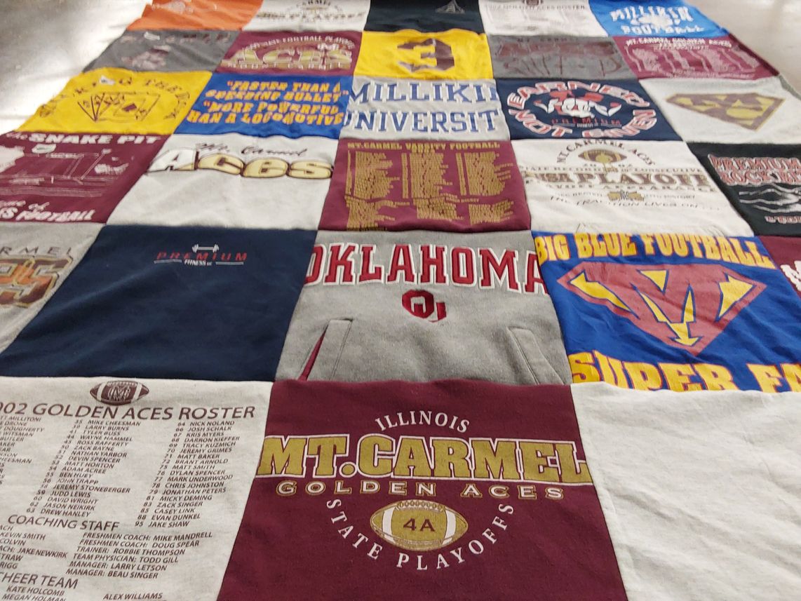 T-shirt quilt featuring mt carmel golden aces by Cathy from IL