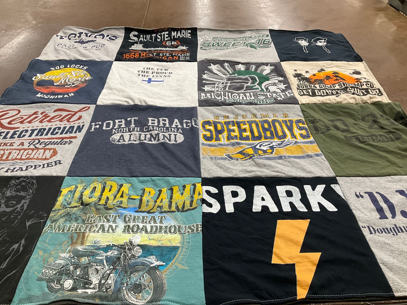 T-shirt quilt from michigan state university, bessemer high school by Ellie from GA