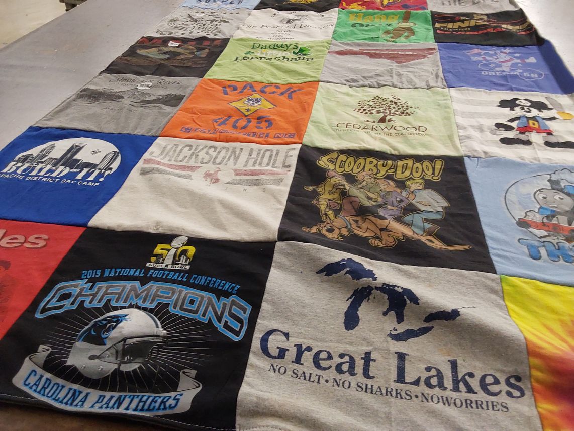 T-shirt quilt featuring carolina panthers by Cara from NC