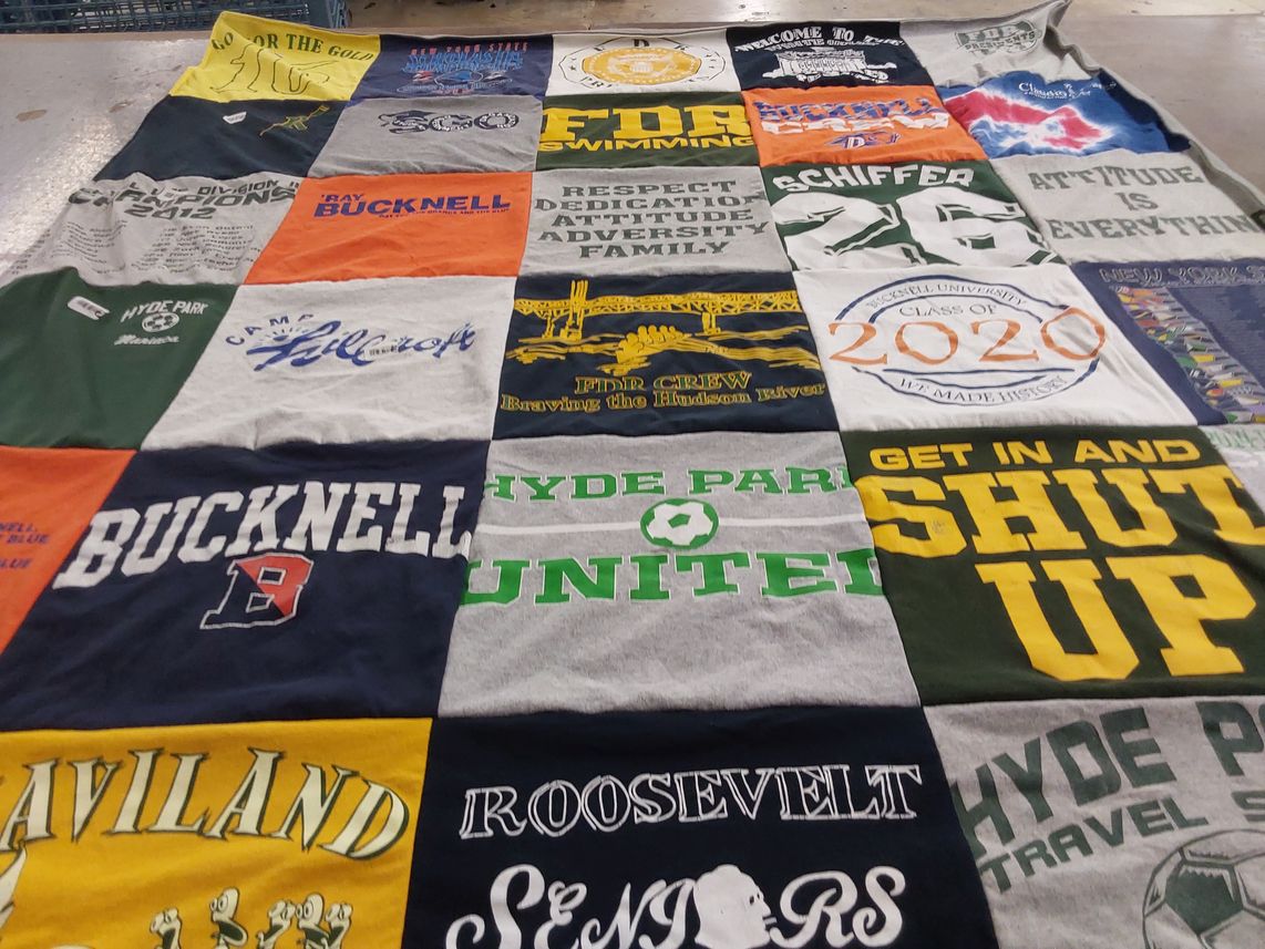 T-shirt quilt featuring hyde park united, saugerties seniors by Lynne from NY
