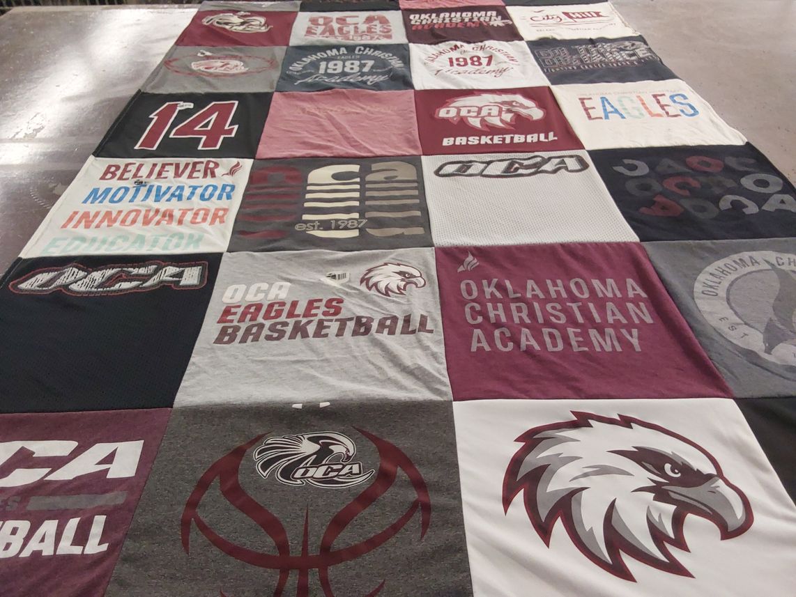 T-shirt quilt featuring oklahoma christian academy eagles basketball by Jessica from OK