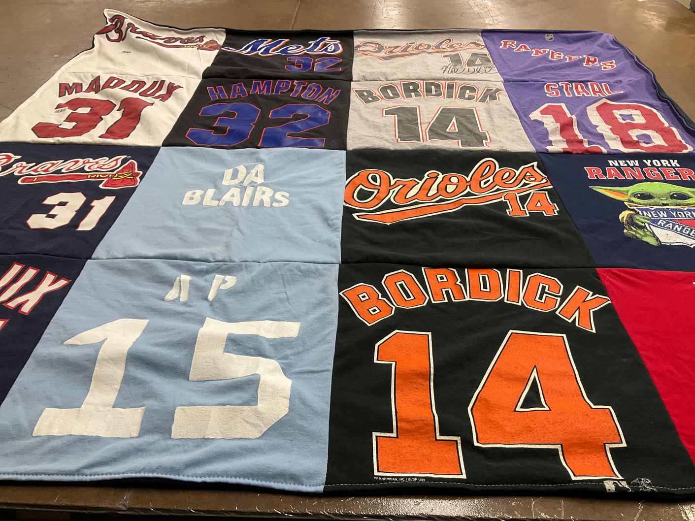 T-shirt quilt featuring new york mets, baltimore orioles by Patricia from NJ