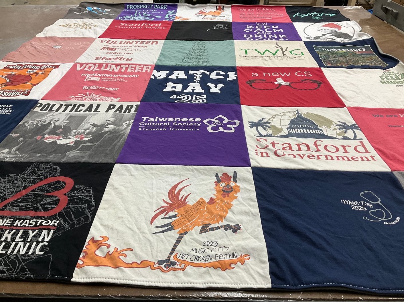 T-shirt quilt from stanford university by McKenzie from NY