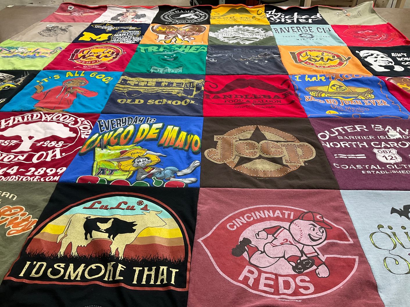 T-shirt quilt featuring cincinnati reds by Lisa from IN