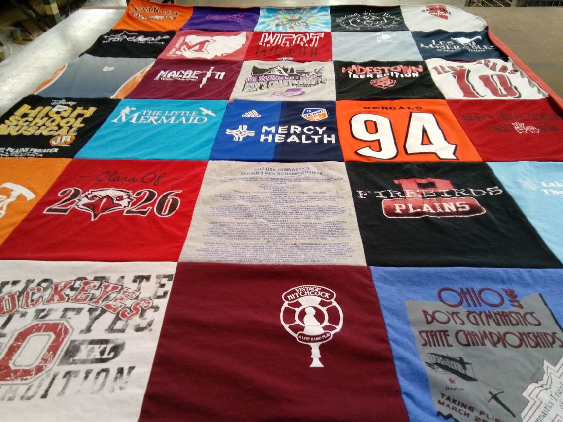 T-shirt quilt featuring bengals, firebirds by BRANDI from OH