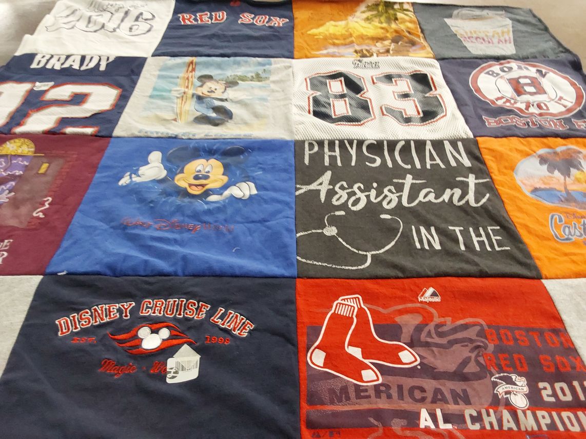 T-shirt quilt featuring boston red sox, new england patriots by Christine from NC