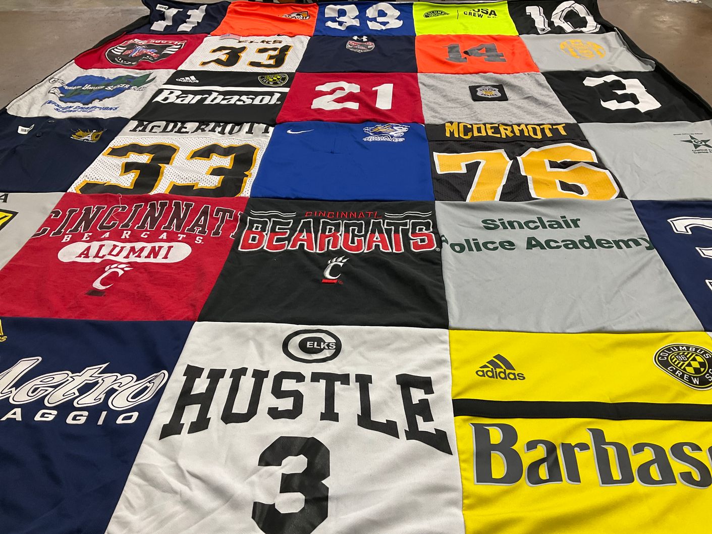 T-shirt quilt featuring cincinnati bearcats, columbus crew sc by Kathy from OH
