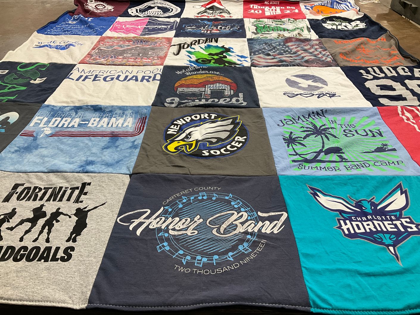 T-shirt quilt featuring charlotte hornets, newport soccer by Judith from NC