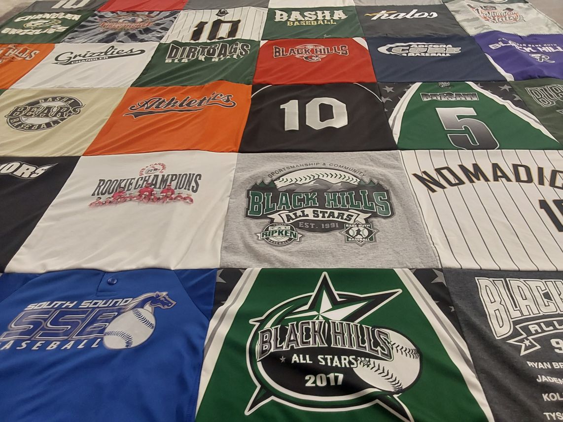 T-shirt quilt featuring basha baseball, black hills all stars by Kim from AZ