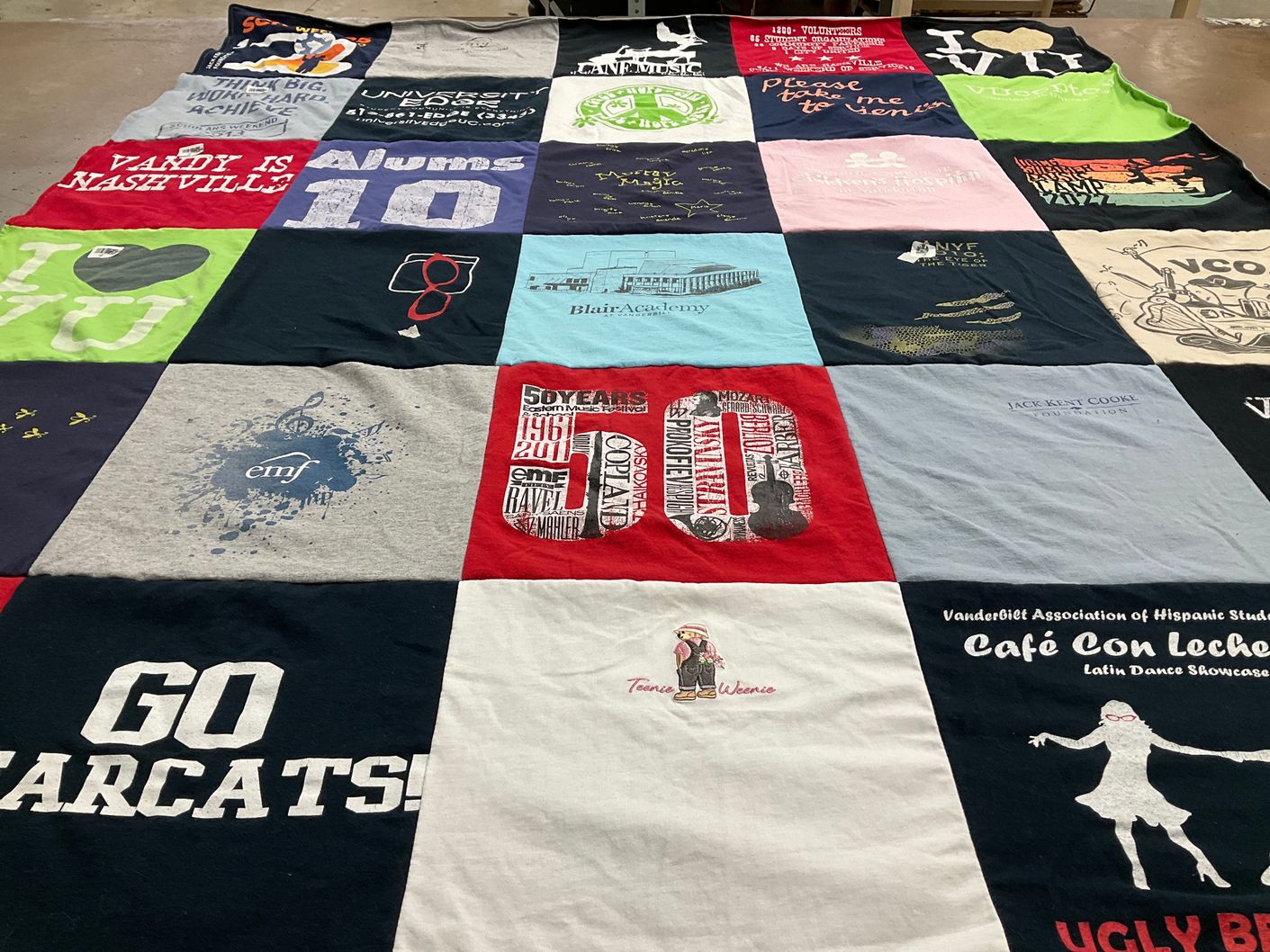 T-shirt quilt from vanderbilt university by Susan from TN
