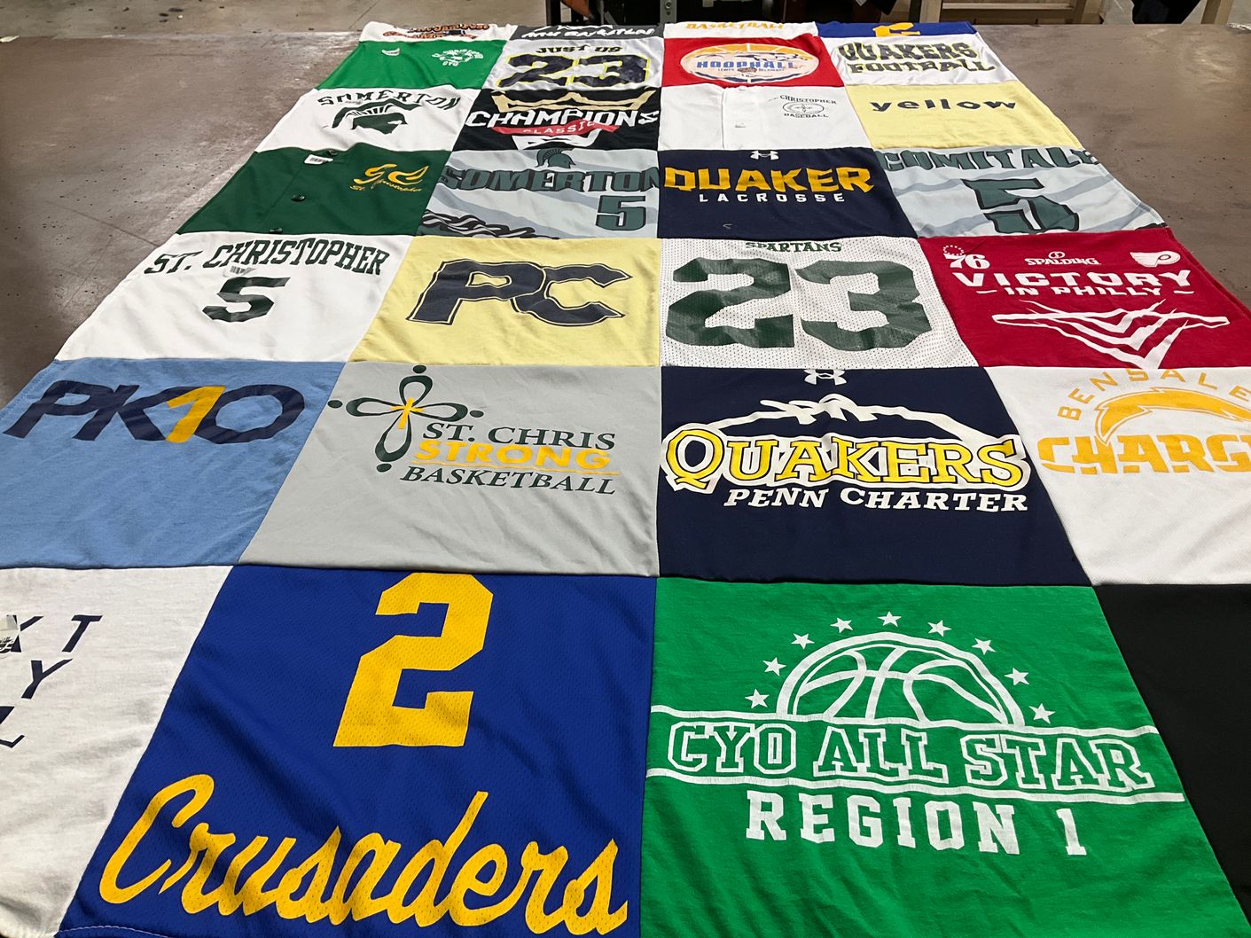 T-shirt quilt featuring st, christopher by JoAnn from PA