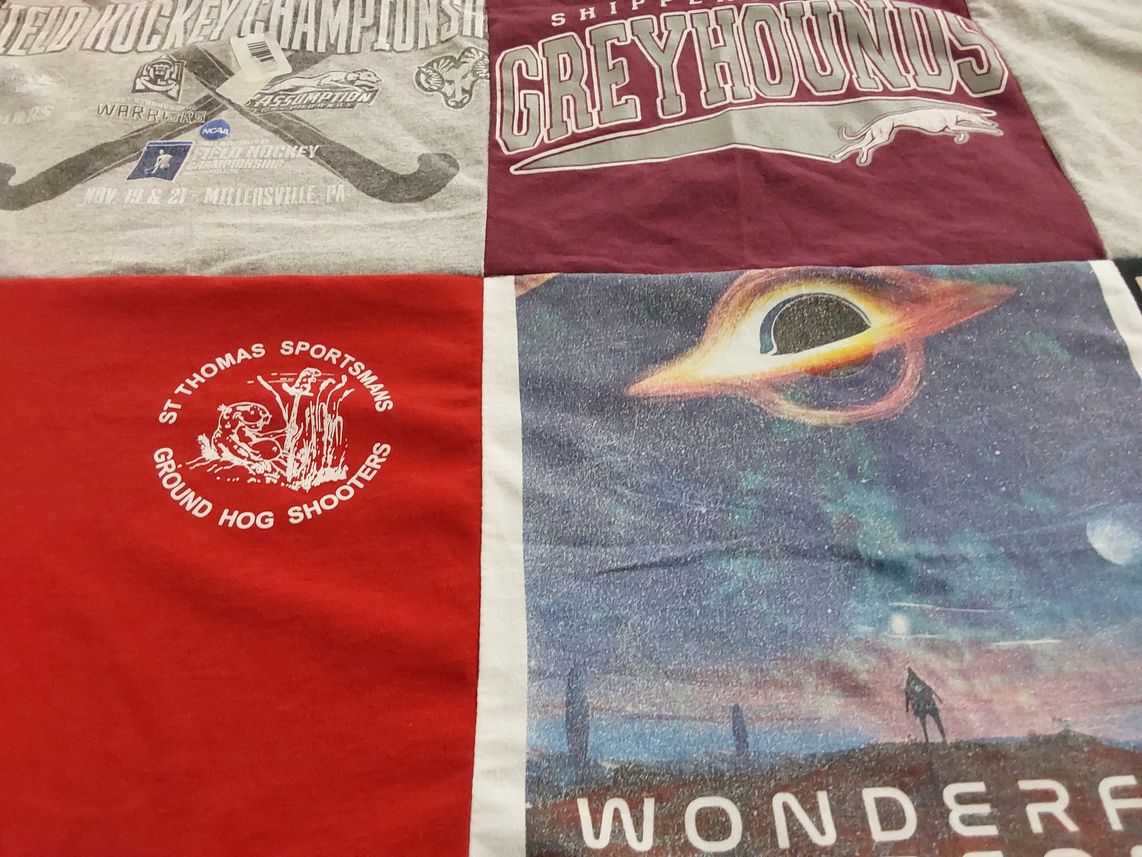 T-shirt quilt featuring shipley greyhounds by Cheryl from PA