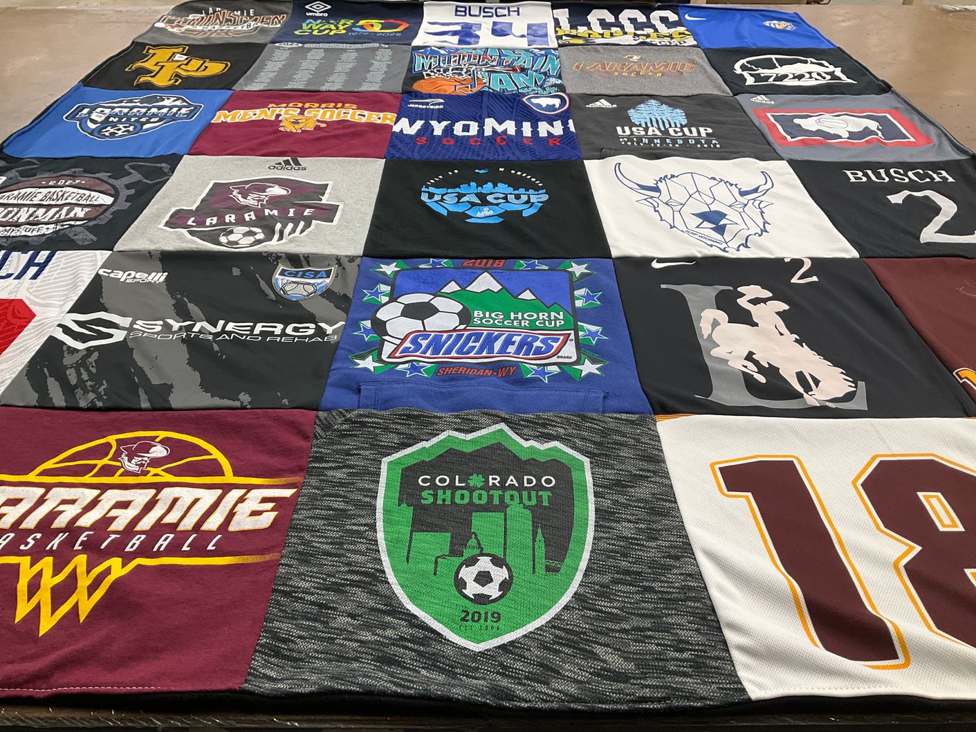 T-shirt quilt featuring sheridan high school, wyoming soccer club by Stacy from WY
