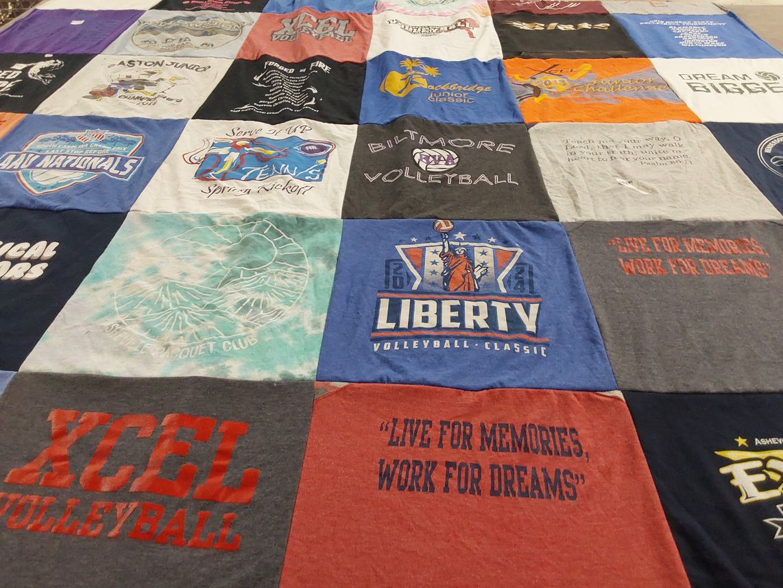 T-shirt quilt featuring liberty volleyball by Denise from NC