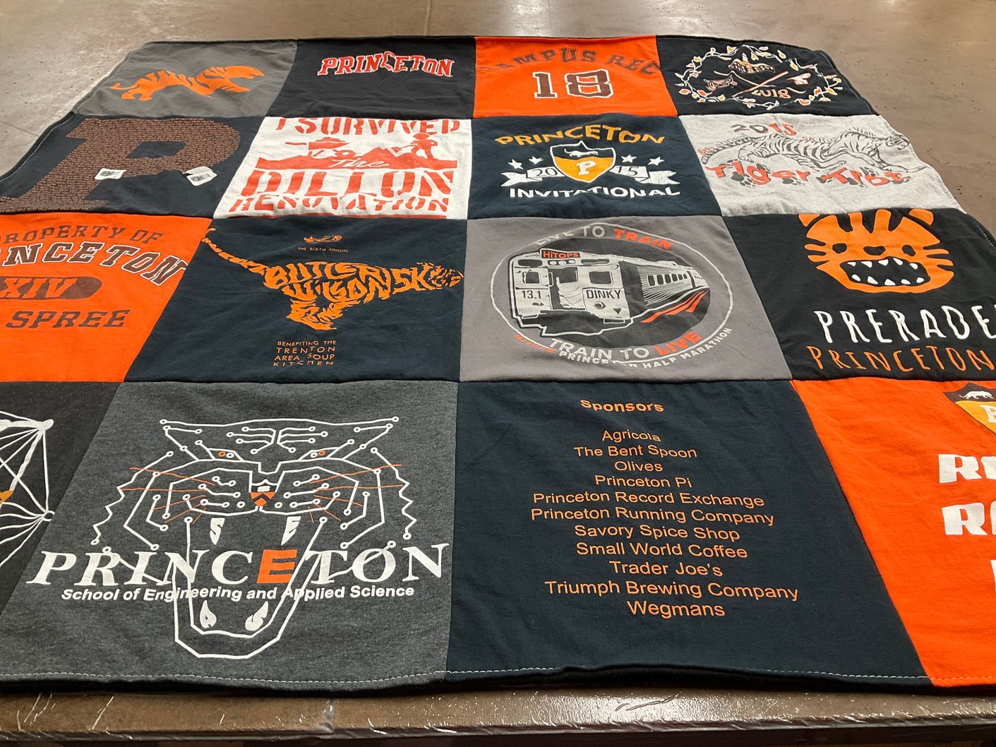 T-shirt quilt from princeton university by Lindy from CA