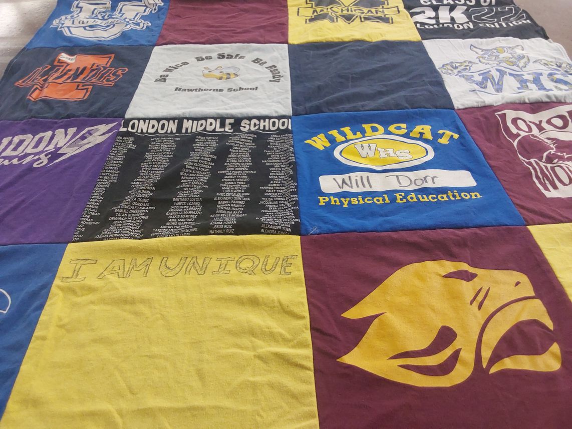 T-shirt quilt featuring wolverines by Andrea from IL