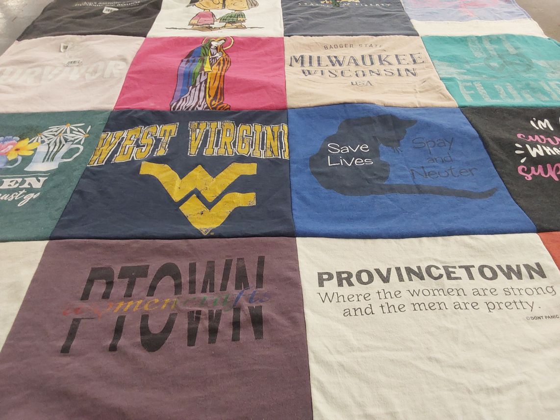 T-shirt quilt from west virginia university by Cheryl from MD