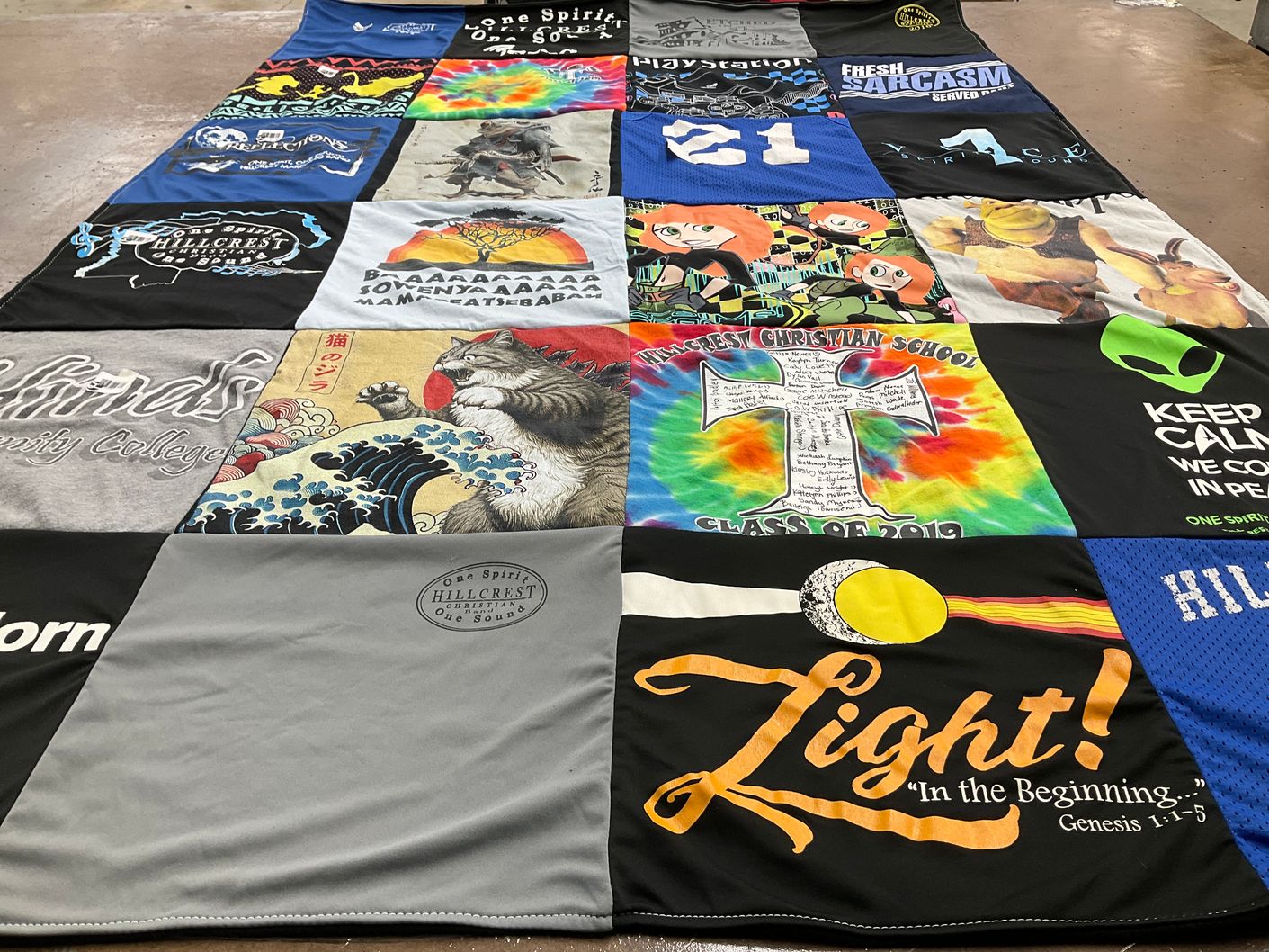 T-shirt quilt from hillcrest community college, hillcrest christian school by Alethea A from MS
