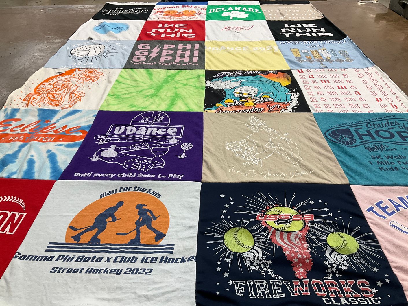 T-shirt quilt from university of delaware by Laura from PA