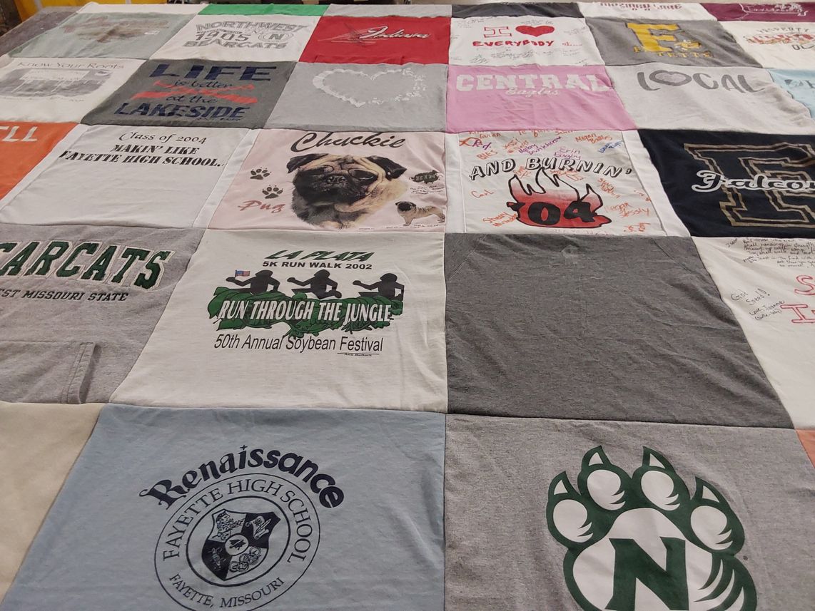 T-shirt quilt from fayette high school, northwest missouri state university by Jessie from MO