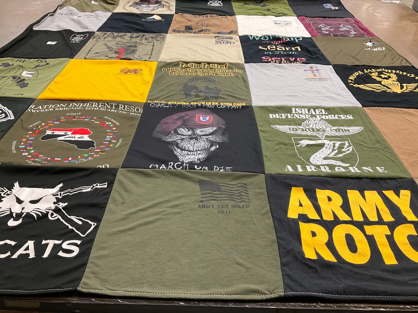 T-shirt quilt with military, history themes by Jacob from MN