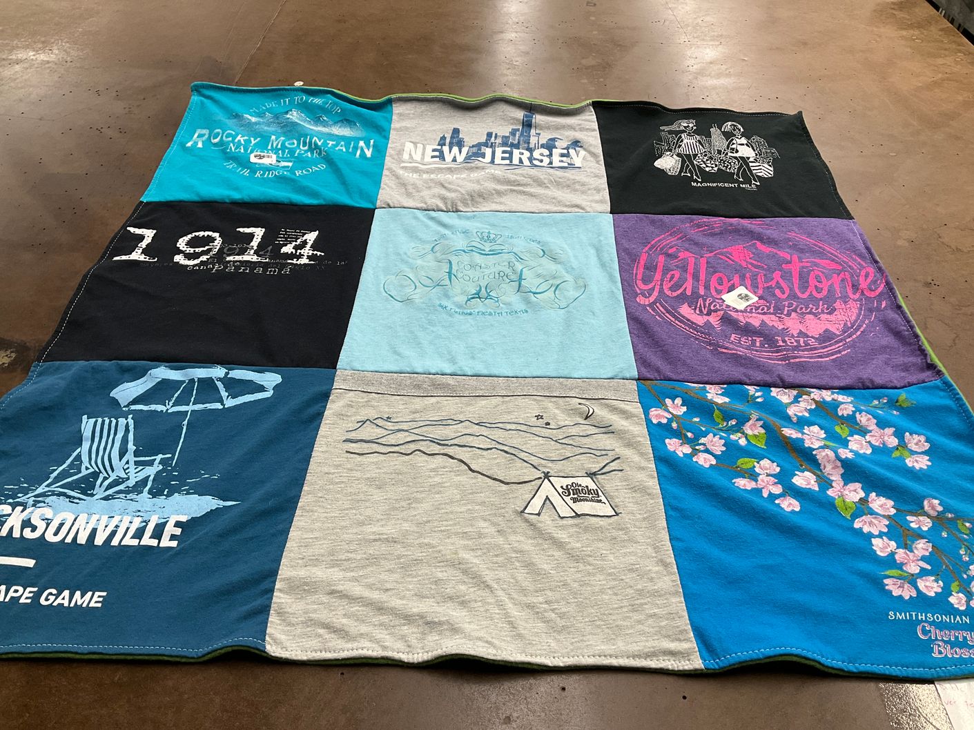 T-shirt quilt with travel, nature themes by Lisa from FL