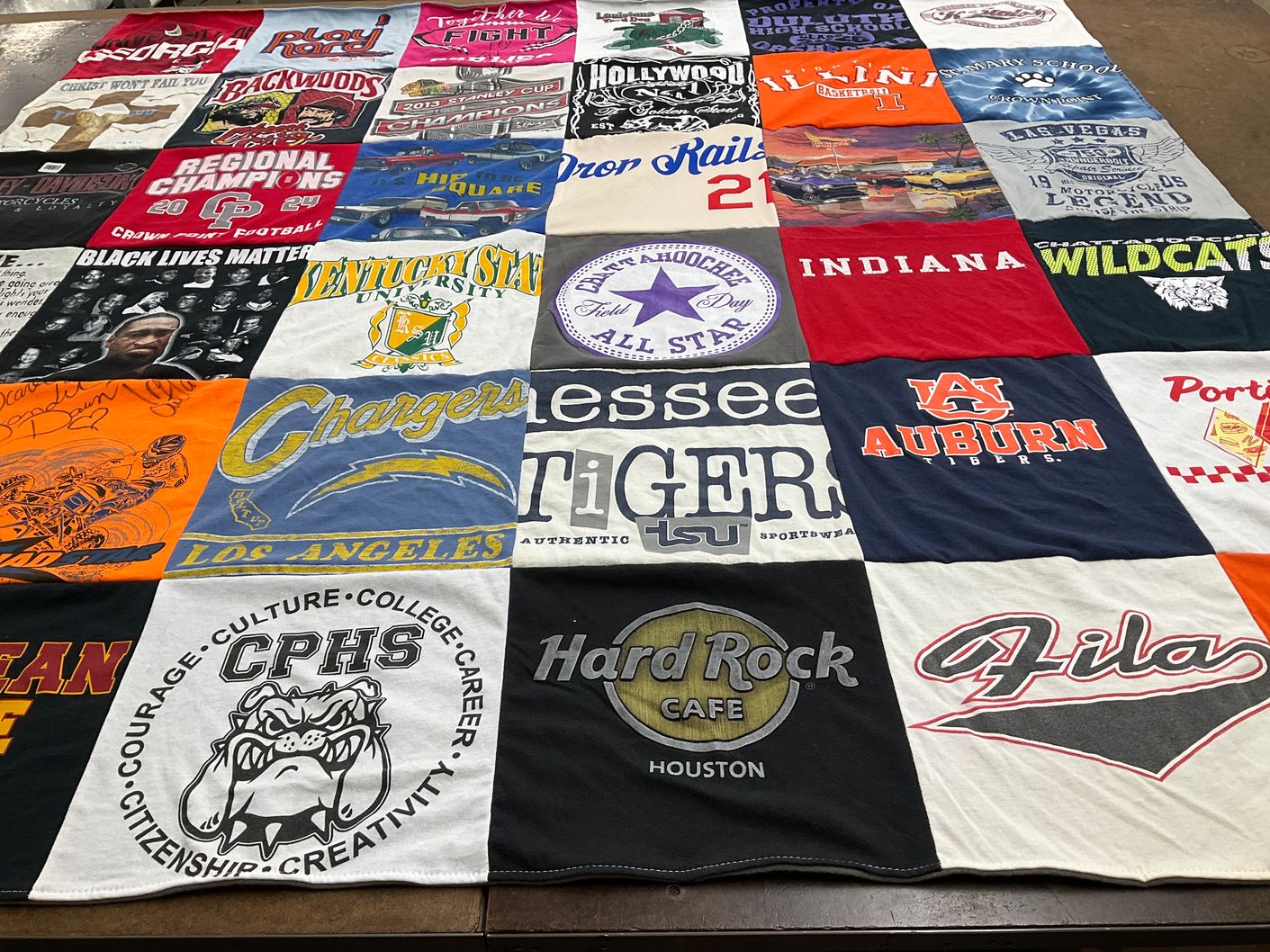 T-shirt quilt featuring los angeles chargers by Julie from IN