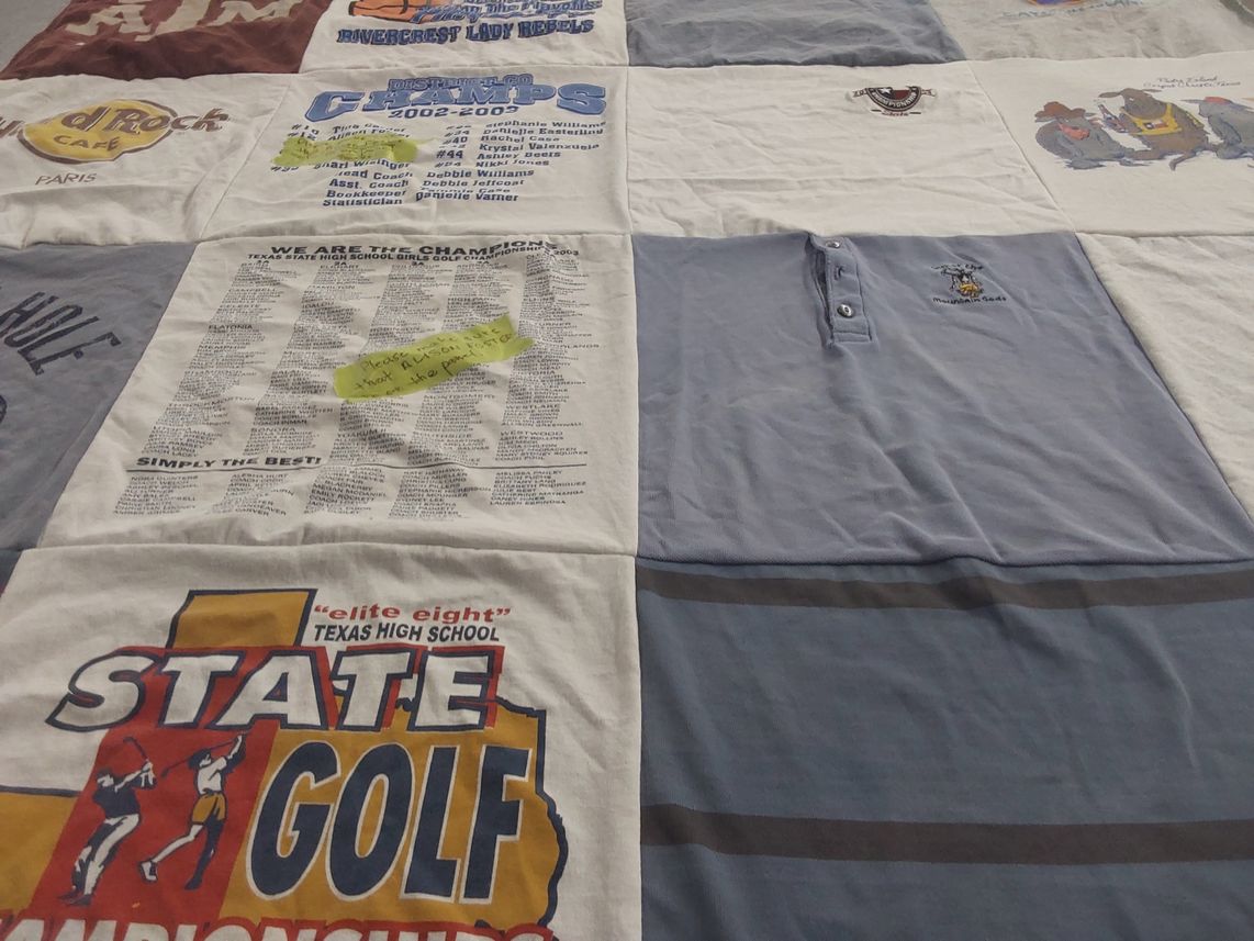 T-shirt quilt from texas high school by Ginger from TX