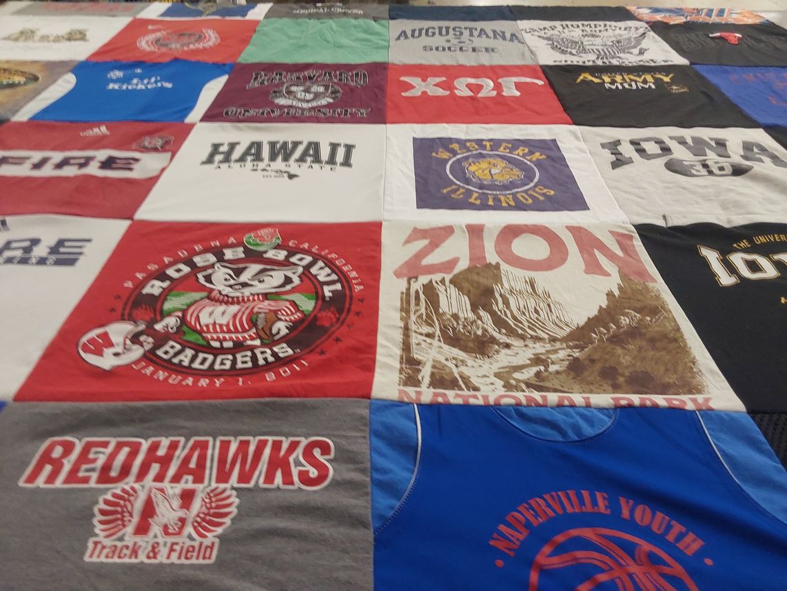 T-shirt quilt featuring university of wisconsin badgers, redhawks by Alexandra from IL