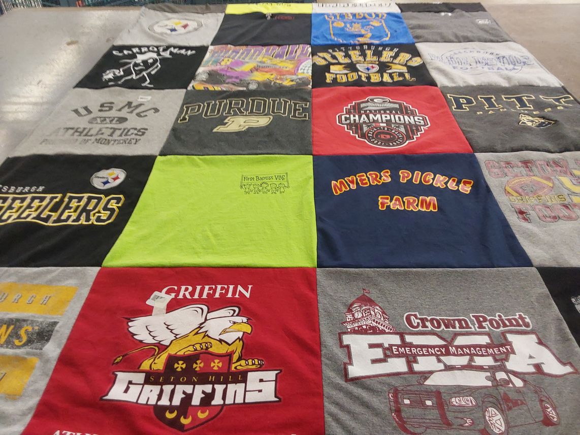 T-shirt quilt featuring pittsburgh steelers, seton hill griffins by Bobbi from PA