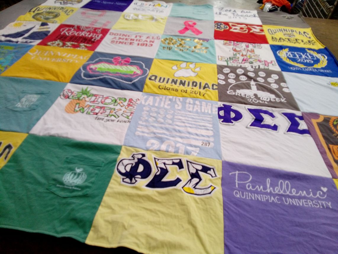 T-shirt quilt from quinnipiac university by Sara from NJ