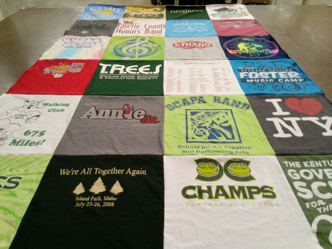 T-shirt quilt from denison university, copperfield college by Julie from KY