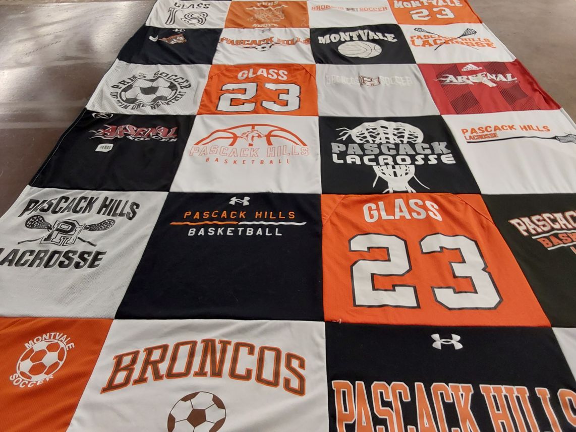 T-shirt quilt featuring pascack hills basketball team, montvale soccer team by Jennifer from NJ