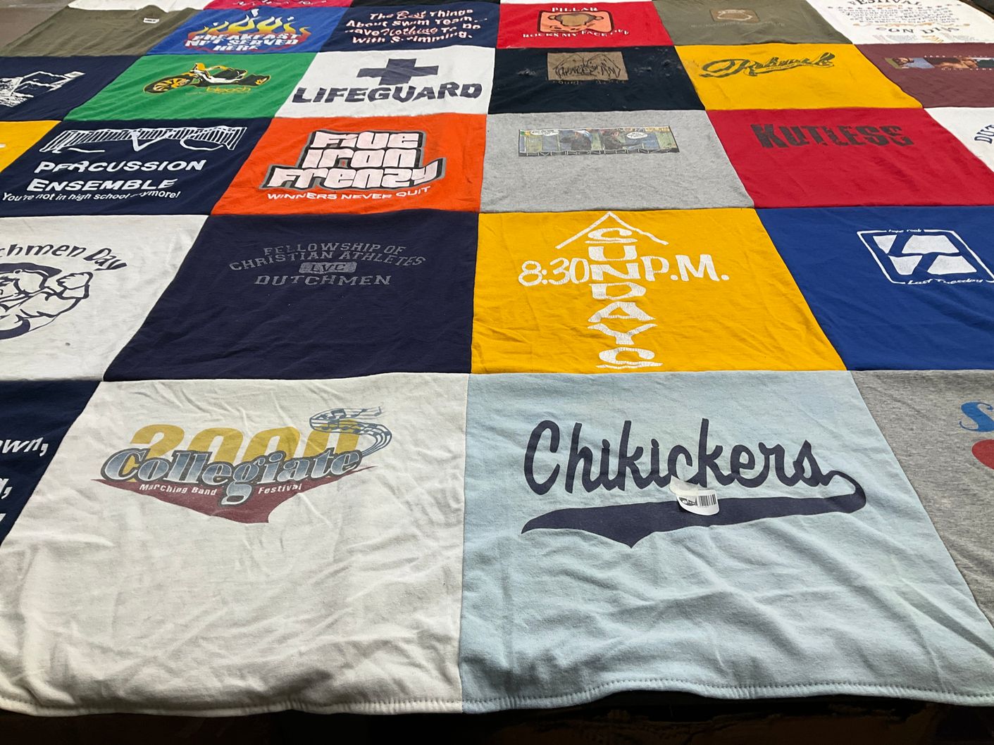 T-shirt quilt with music, sports themes by Lauren from PA