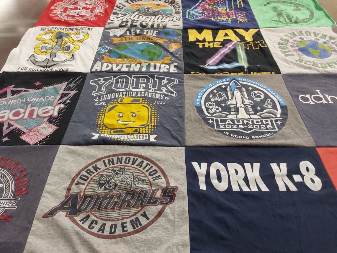 T-shirt quilt featuring york admirals academy by Stacey from FL