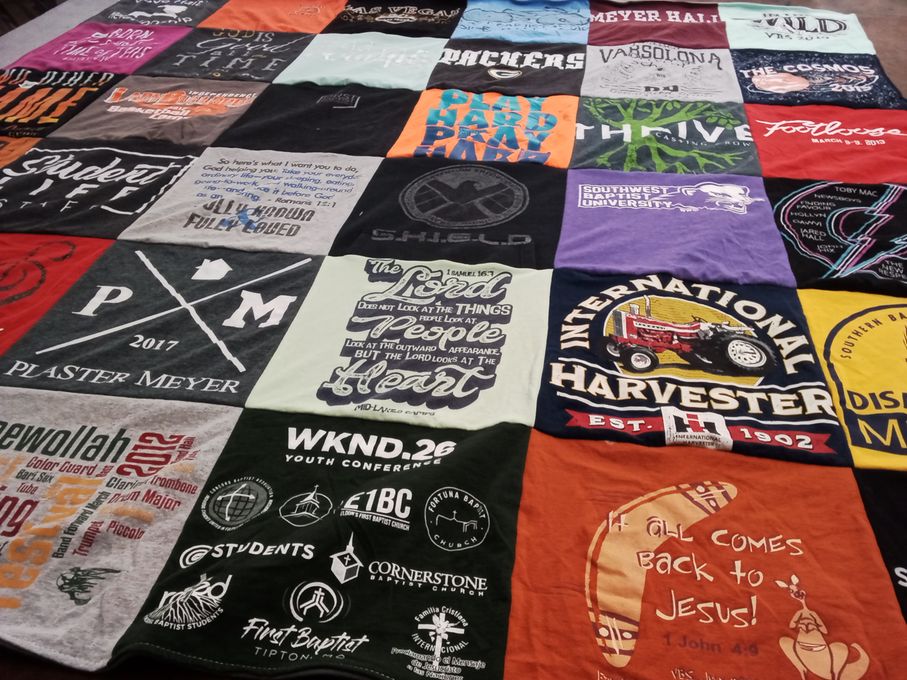T-shirt quilt from southwest baptist university by Haden from MO