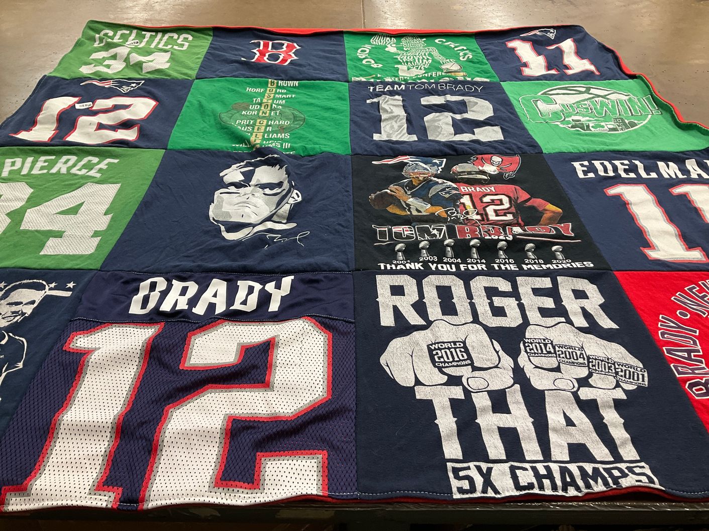 T-shirt quilt featuring boston celtics, new england patriots by Crystal from MA