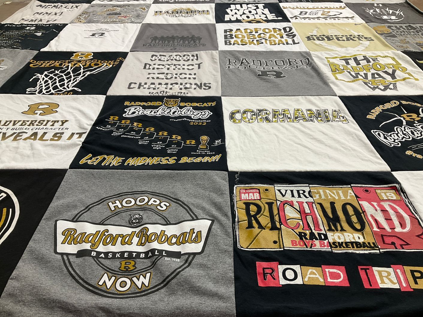 T-shirt quilt featuring radford bobcats basketball by Elizabeth from VA