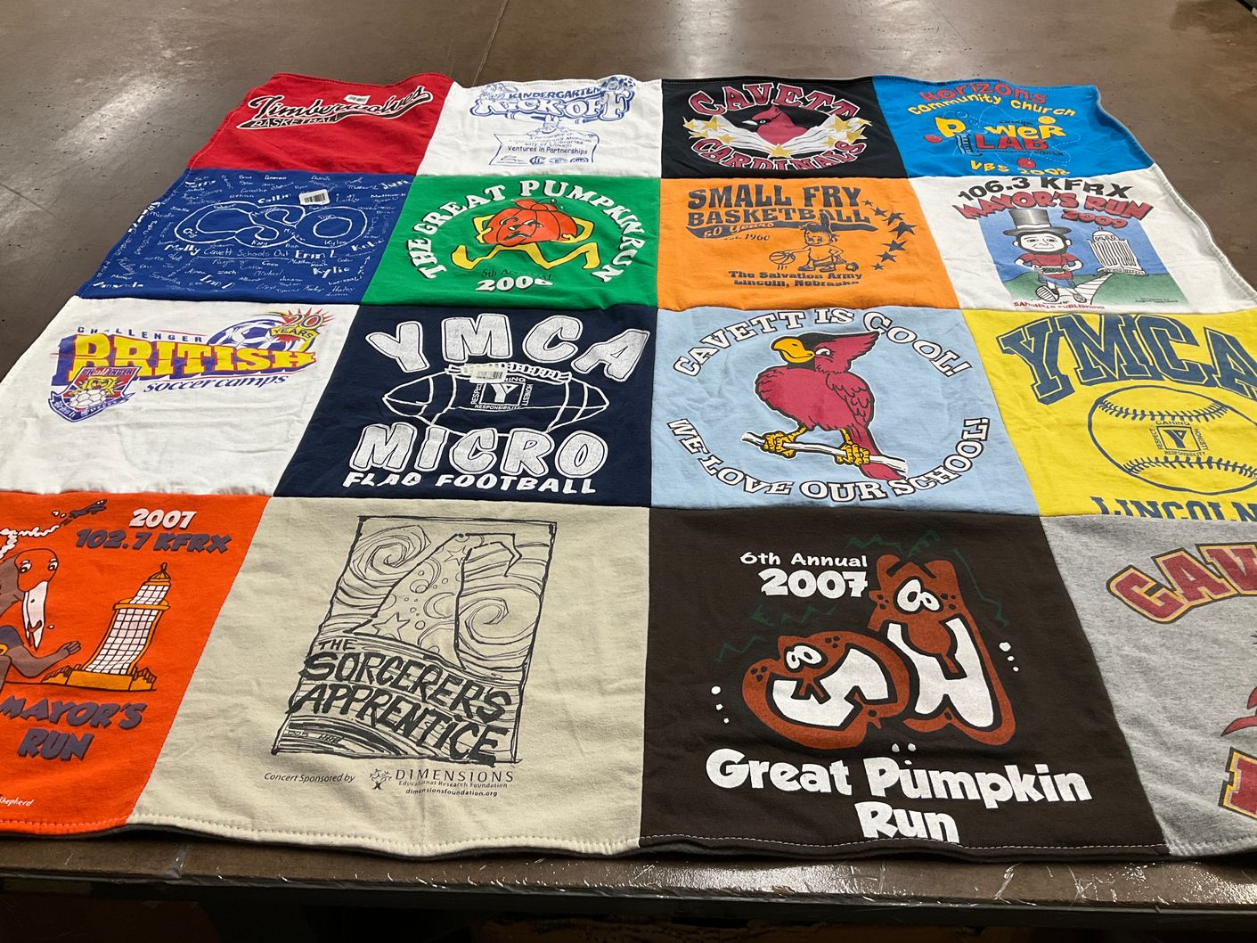 T-shirt quilt from cavett elementary school by Kim from NE