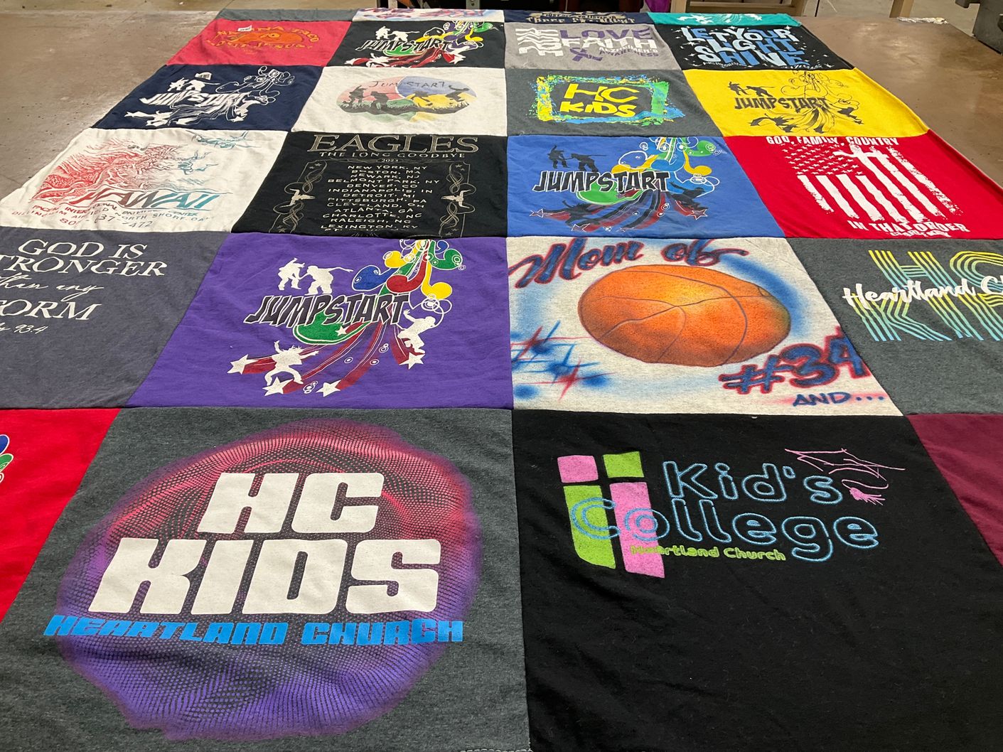 T-shirt quilt with basketball, education themes by Joni from KY