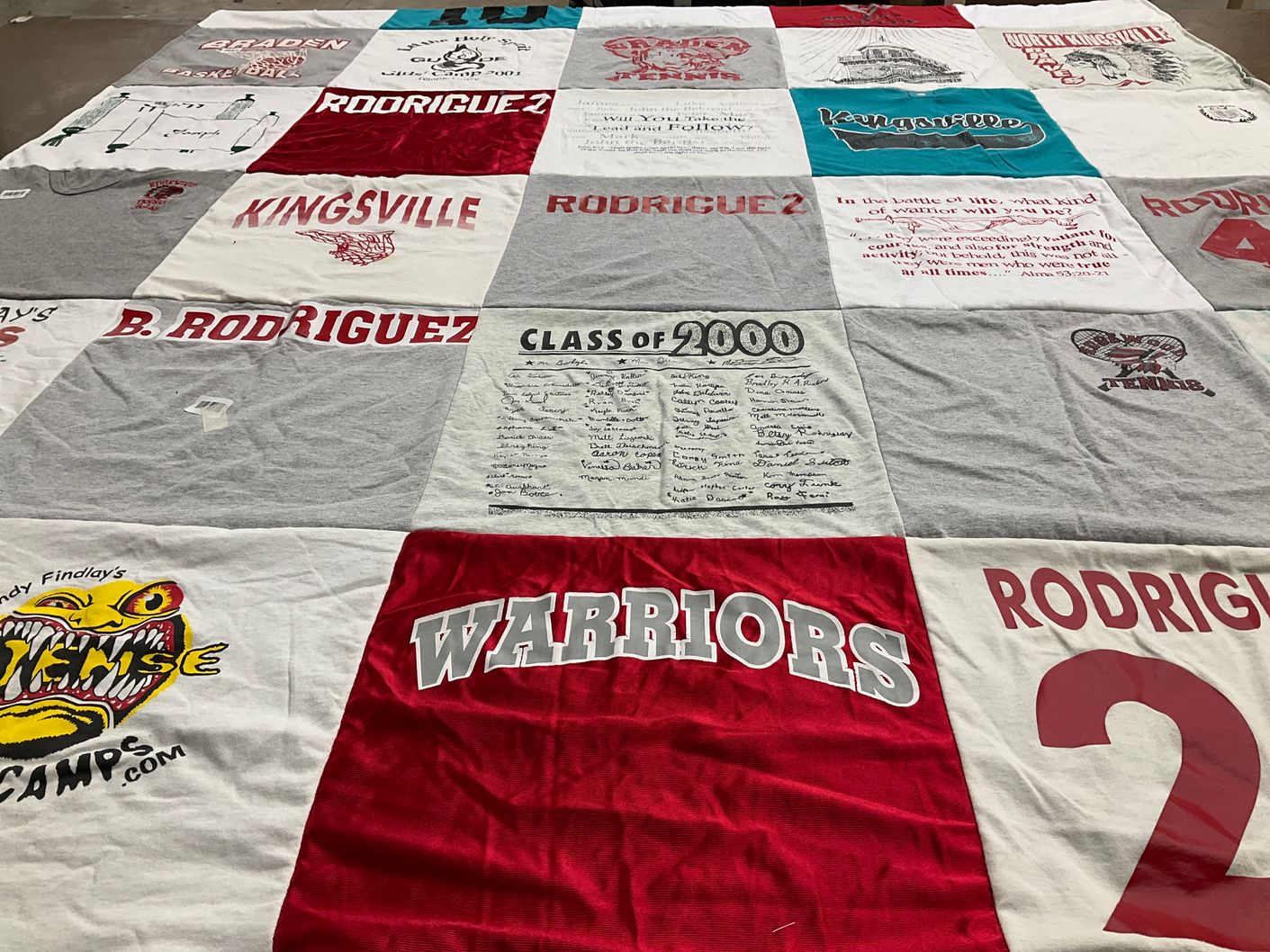 T-shirt quilt featuring warriors, kingsville warriors by Elizabeth from TX
