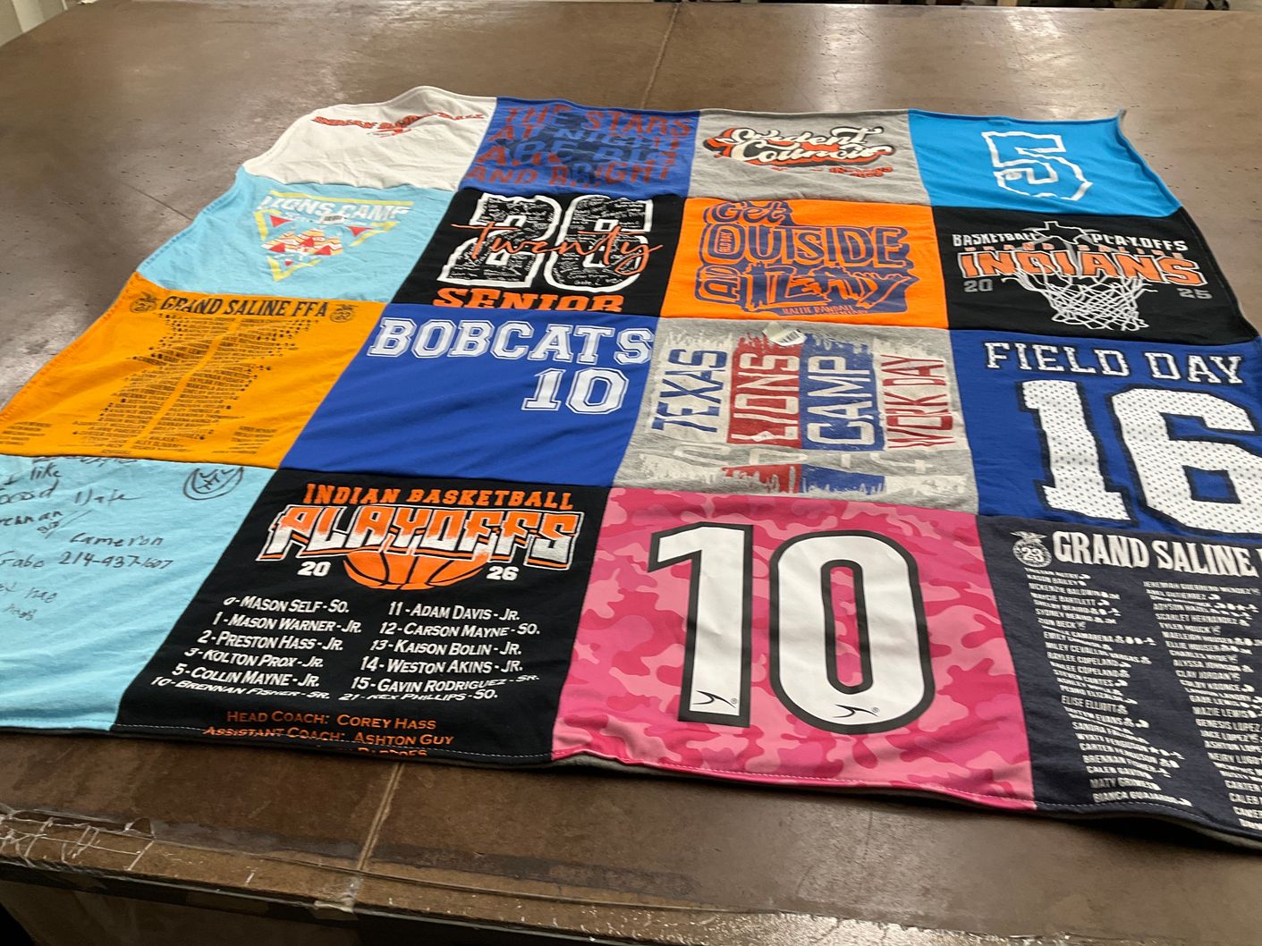 T-shirt quilt featuring grand saline bobcats by jennifer from TX