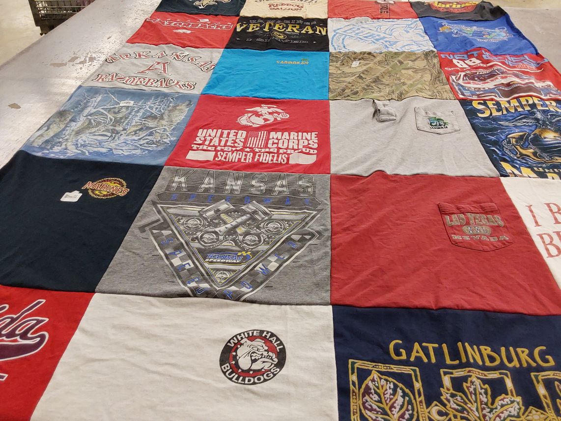 T-shirt quilt featuring arkansas razorbacks, kansas jayhawks by Brandon from AR